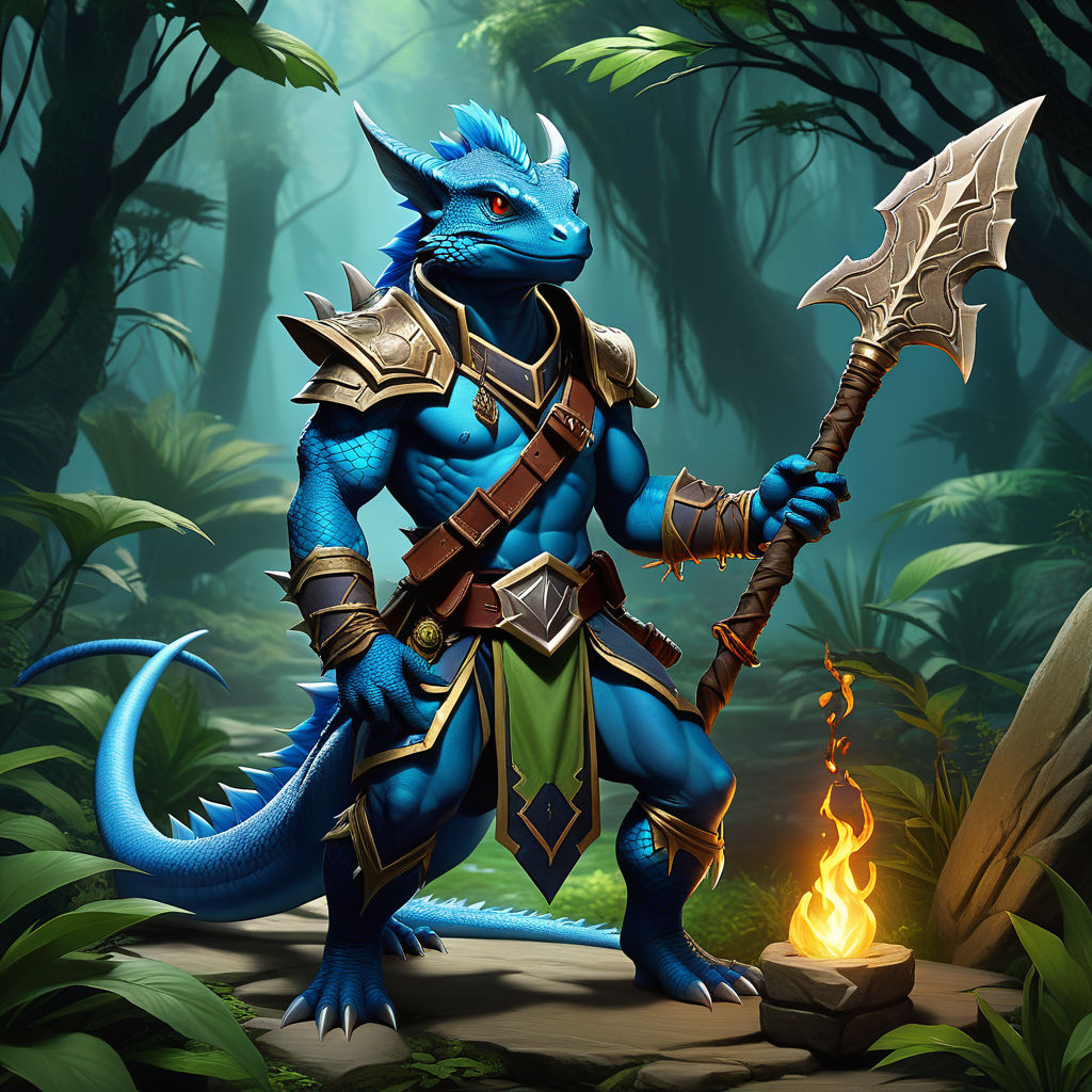 Blue skin kobold human lizard druid by Danila “hronomoon” Kiorpe ...