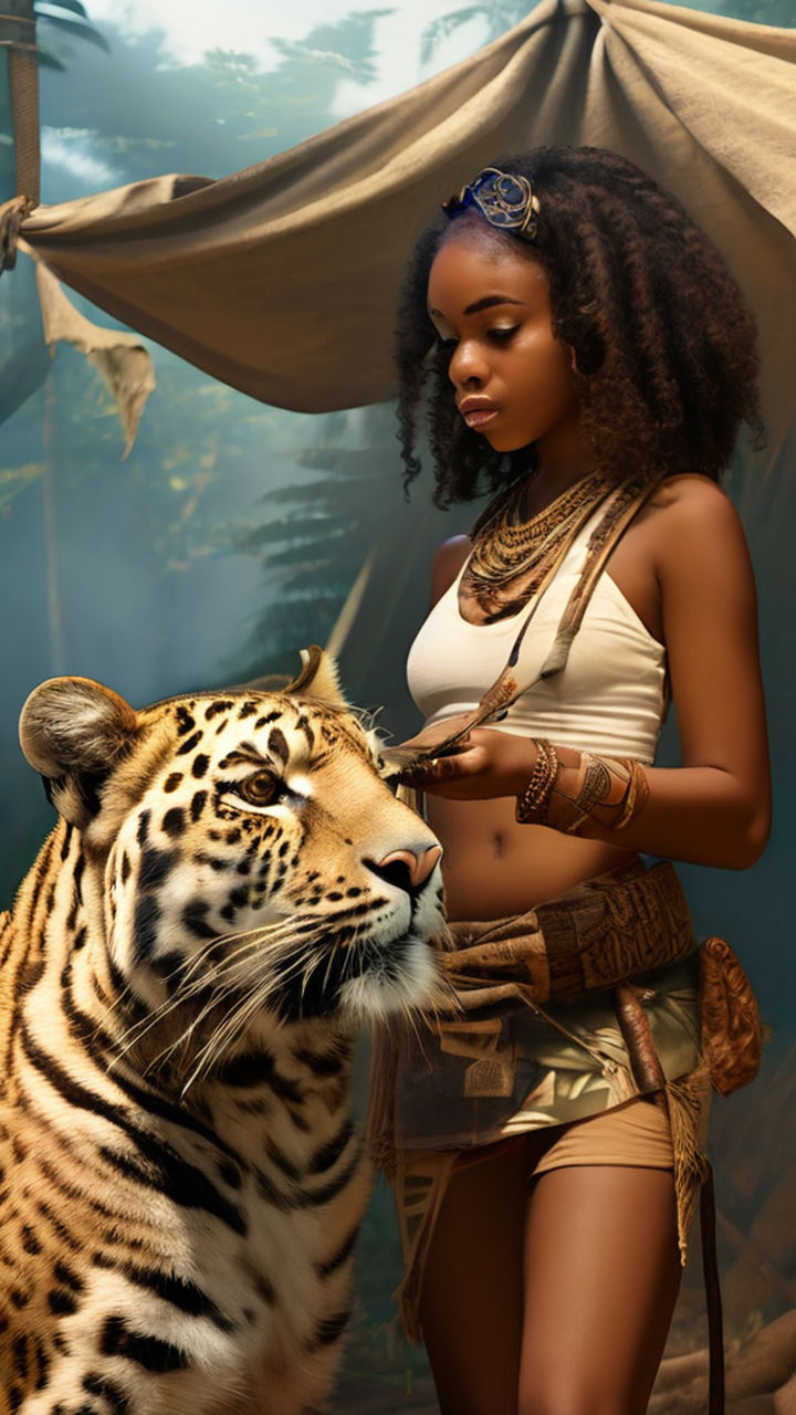 beautiful African warrior girl having sex with zebra