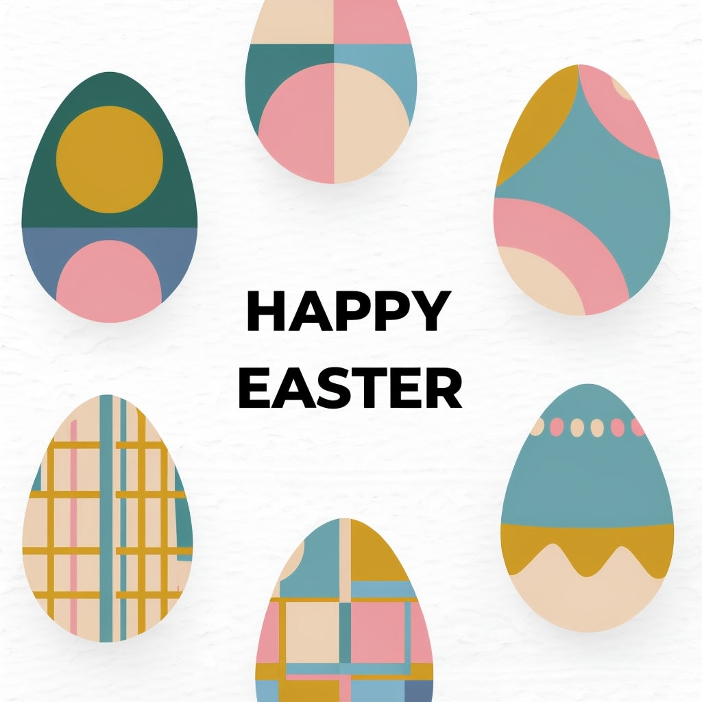 Vibrant Easter Greeting Card with Colorful Egg Decorations Social Media Post