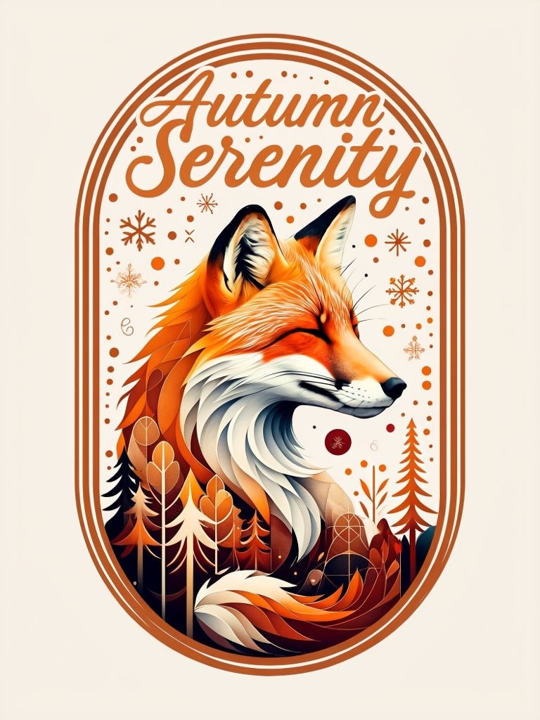 Modern Minimalist Fox Illustration with Nature Elements T-shirt