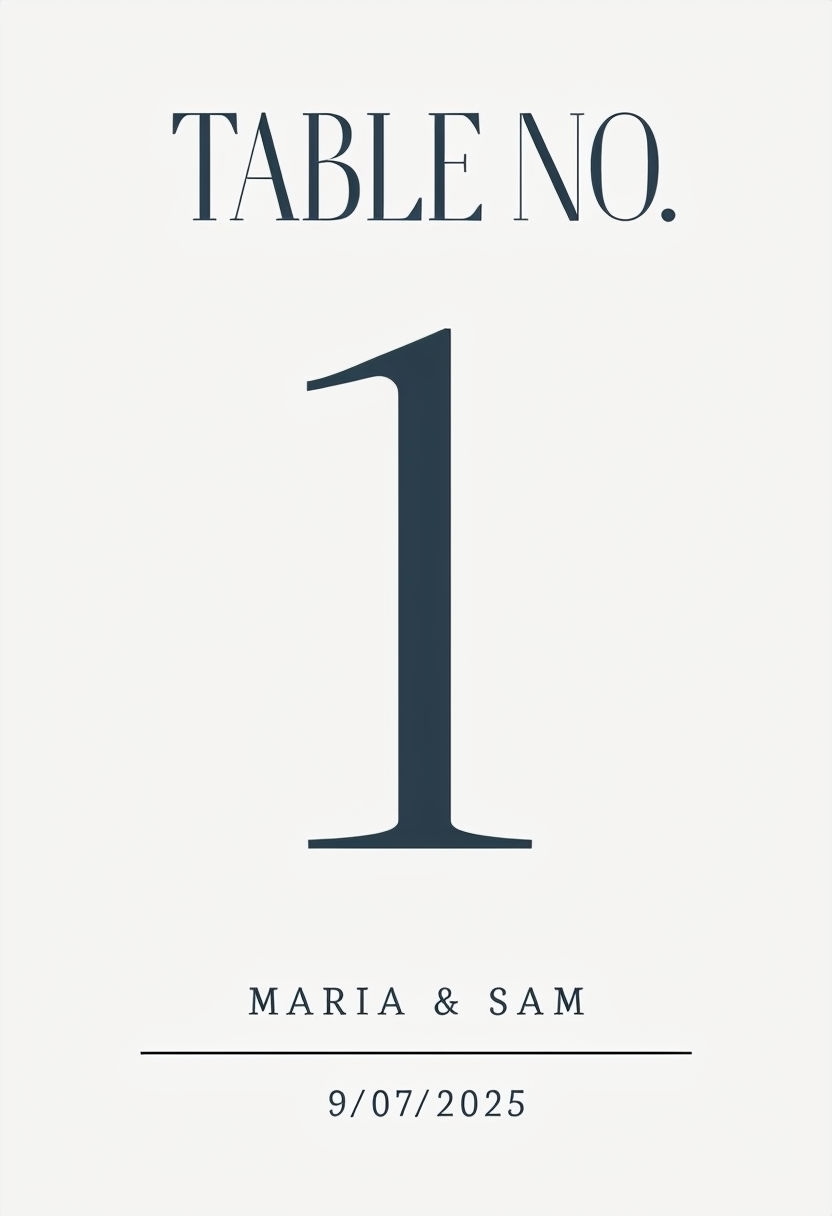 Elegant Minimalist Table Number Design for Weddings Event Sign