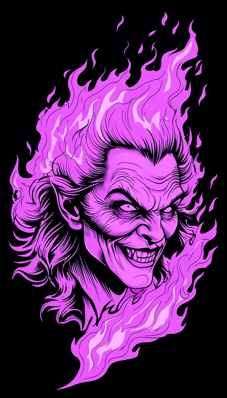 Violet Flame Witch Face Illustration for Phone Case Cover