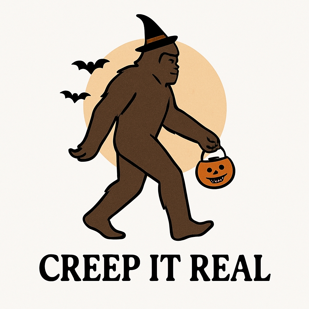Whimsical Sasquatch with Pumpkin Bucket Halloween Mug