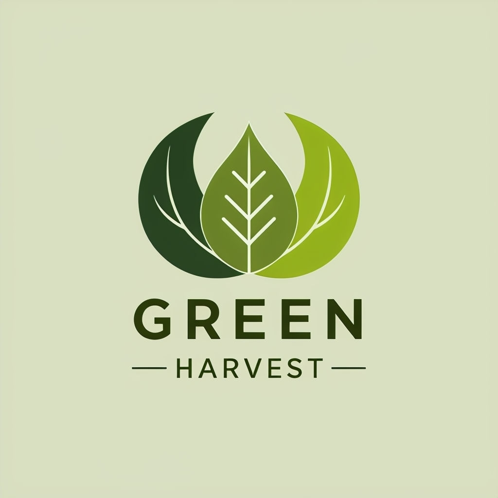 Elegant Green Harvest Minimalist Leaf Logo