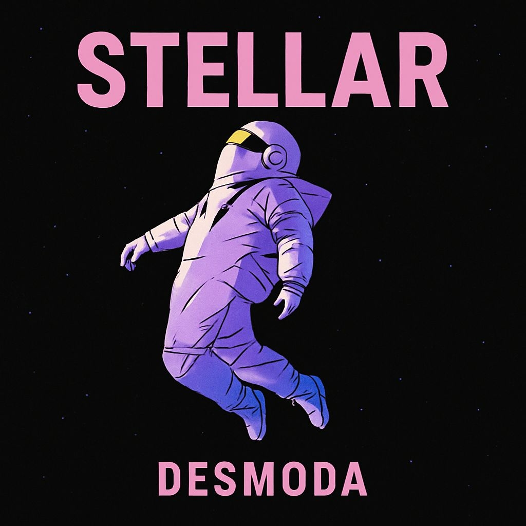 Astronaut in Space with 'STELLAR' Text for Spotify Album Cover