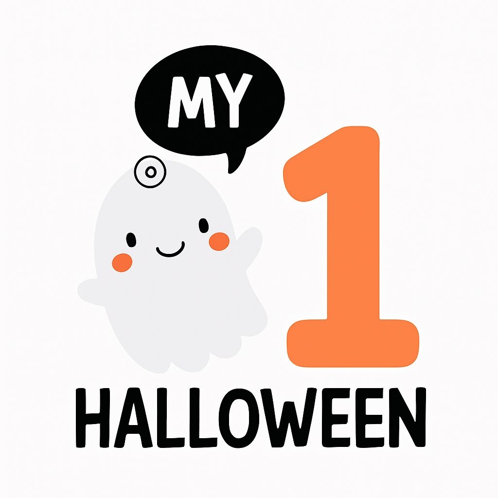 Cute Ghost with Orange Number 1 Halloween Sticker