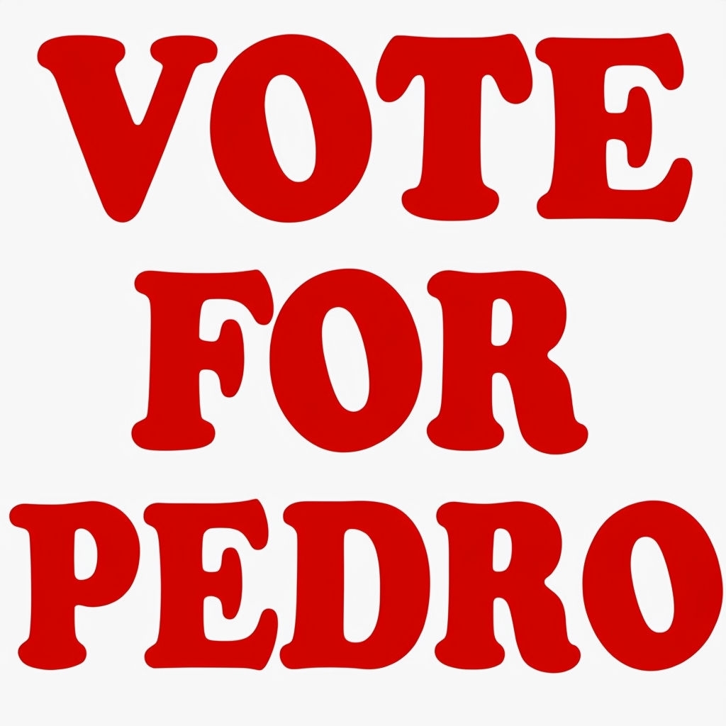 Bold Red 'Vote for Pedro' Graphic Design T-Shirt