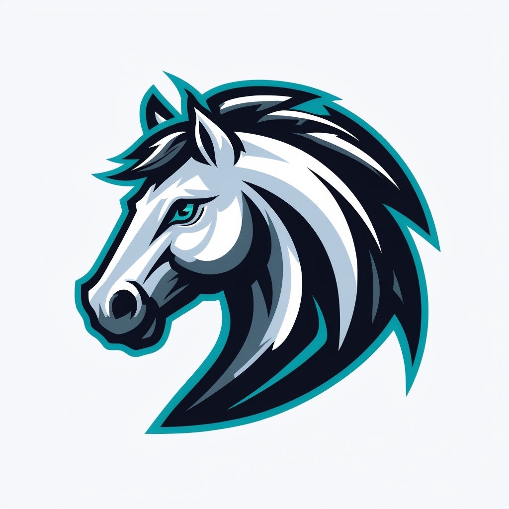 Stylized Teal Horse Head Vector Logo for Hats - Playground