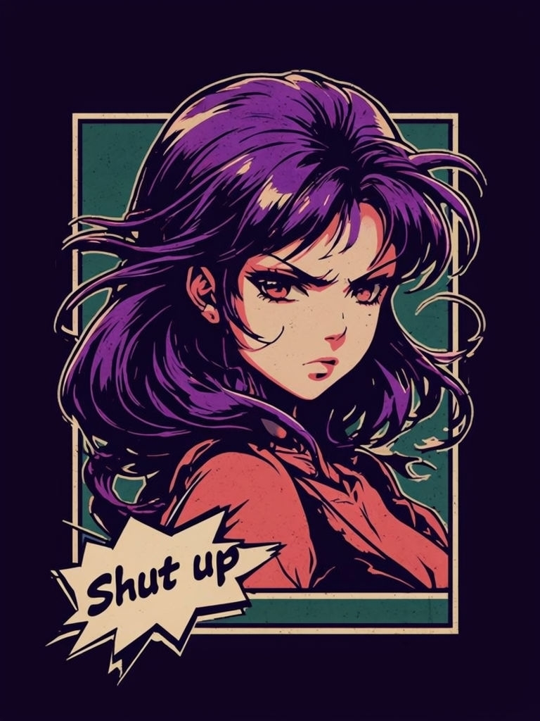 Retro 90s Anime Girl with Speech Bubble T-Shirt