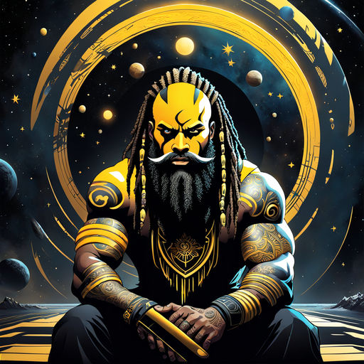 A black muscular Sun God with dreads and a big full beard an... by ...