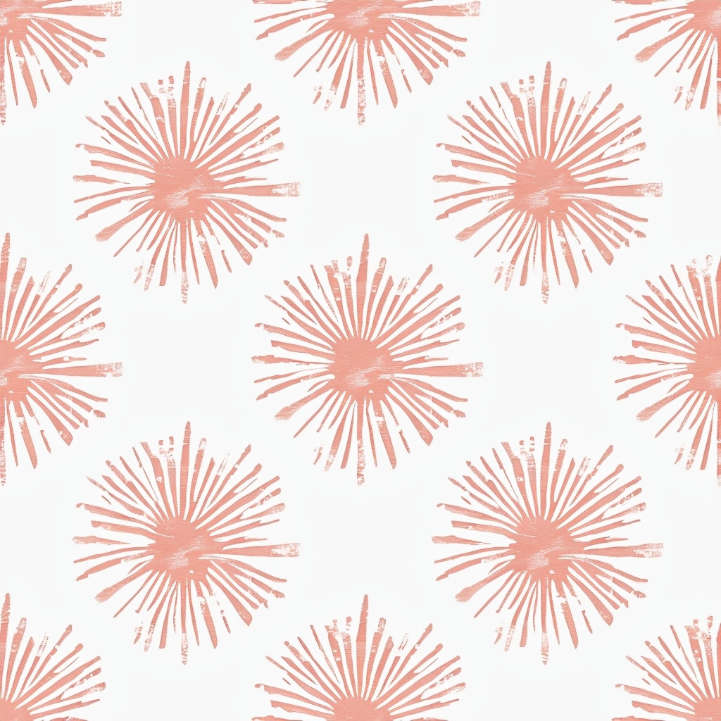 Coral Sunburst Abstract Wallpaper Pattern for Modern Interiors Seamless Patterns