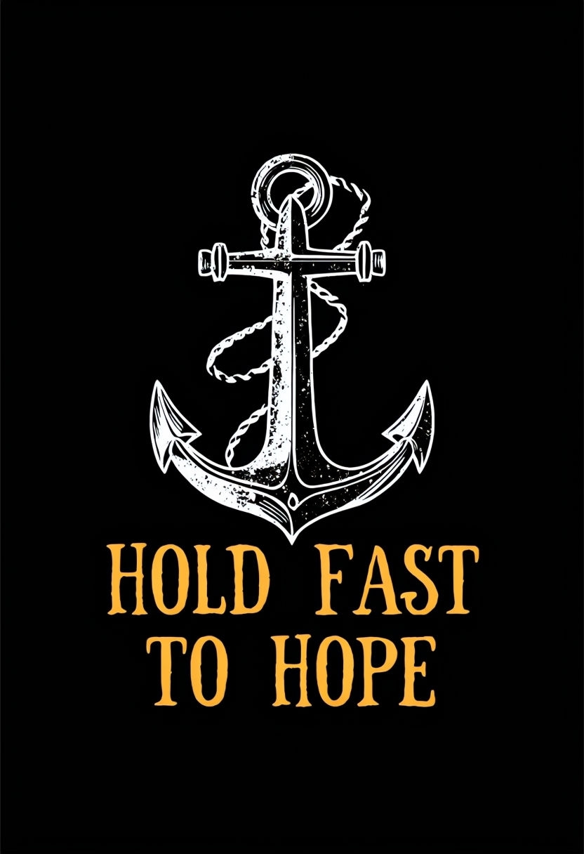 Rustic Black and White Anchor with Inspirational Quote Poster