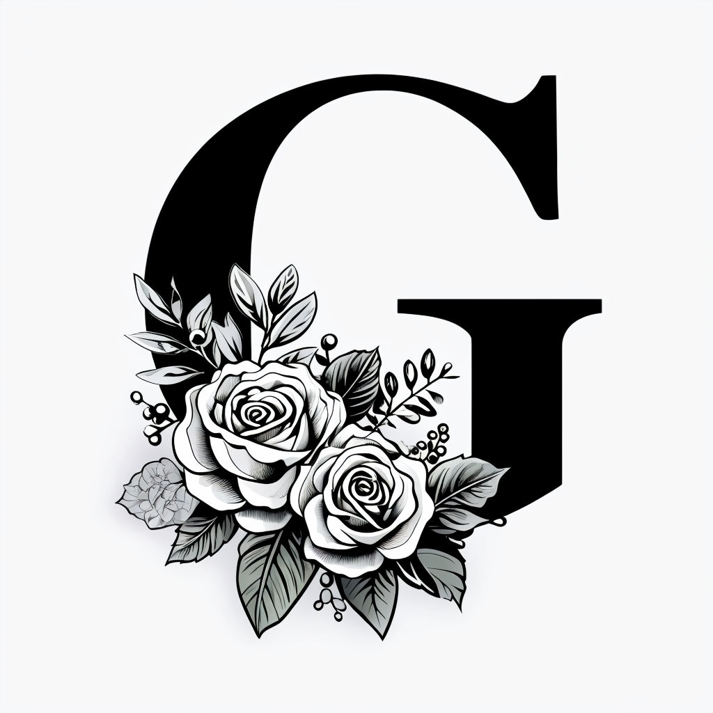 Elegant Floral Letter G Design on White Background Monogram