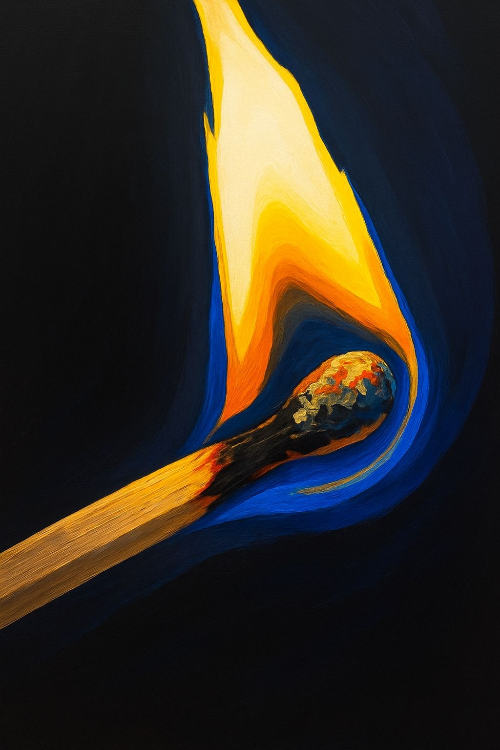 Dynamic Burning Matchstick and Flame Art T-Shirt