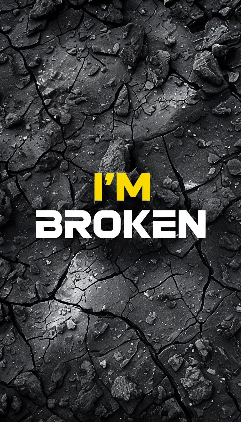 Imposing Broken Text on Dark Textured Background Mobile Wallpaper