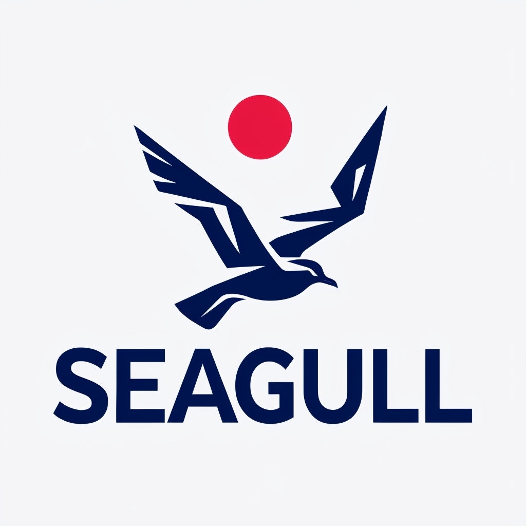 Minimalist Seagull Logo Design with Sun Element