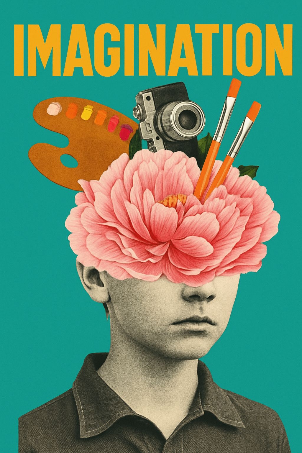 Surrealistic Imagination Digital Collage with Vibrant Elements Poster