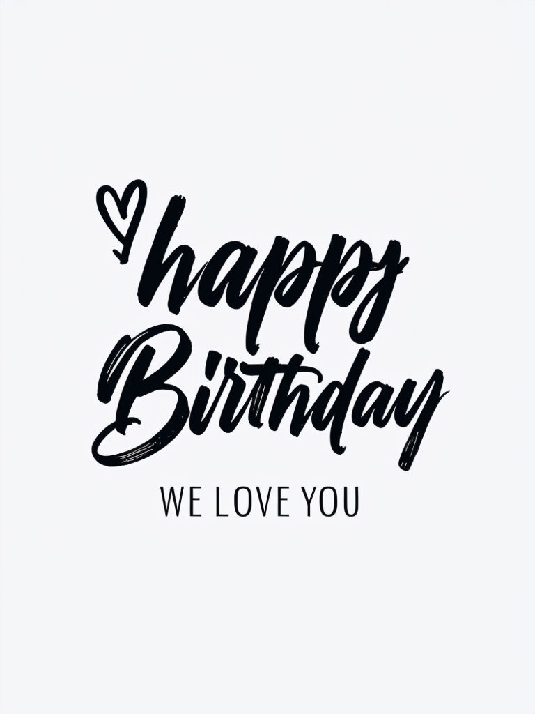 Minimalist Happy Birthday Card with Handwritten Script Design Cards & Invites