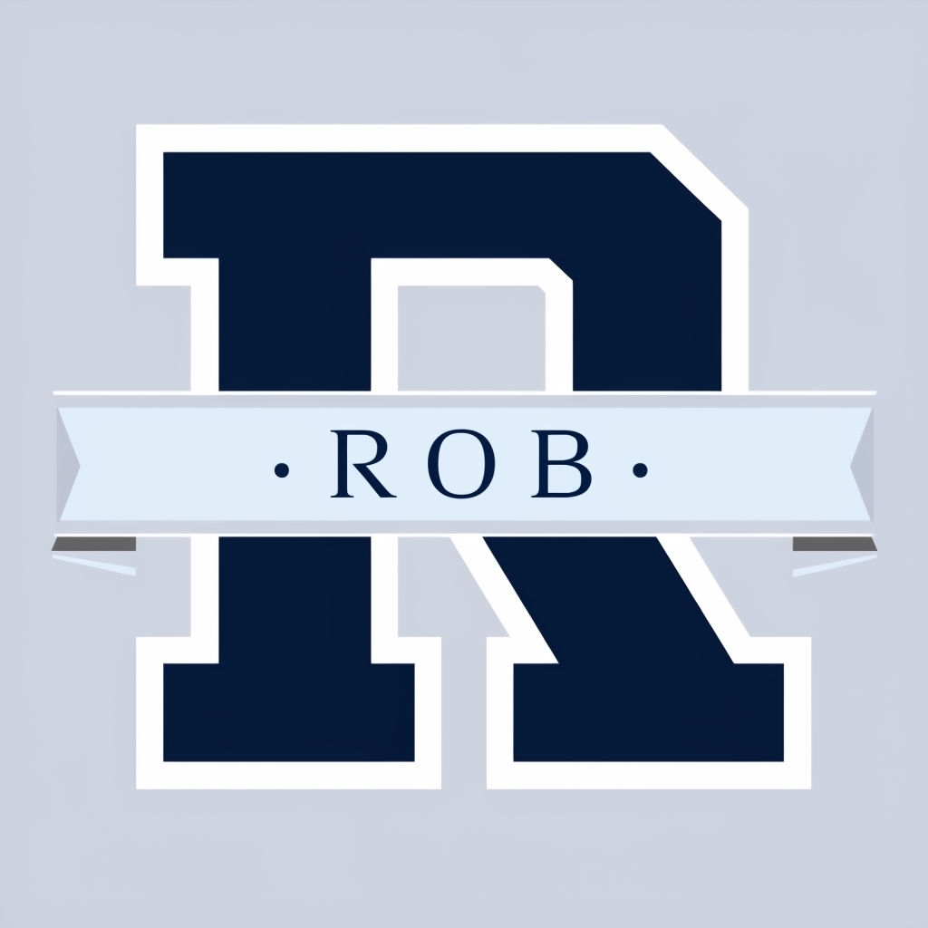 Navy Blue 'R' Monogram with Banner for Personalized Branding Monogram