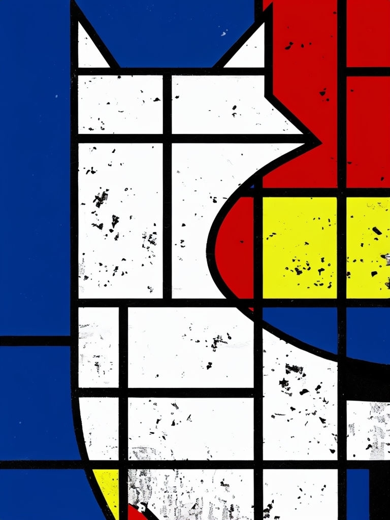 Abstract Geometric Cat Silhouette in De Stijl Style Mobile Wallpaper