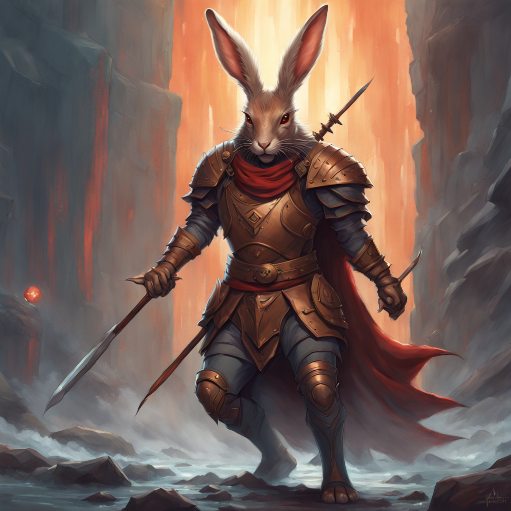 Anthropomorphic Hare With Reddish Fur Donning Plate Armor By Cj 