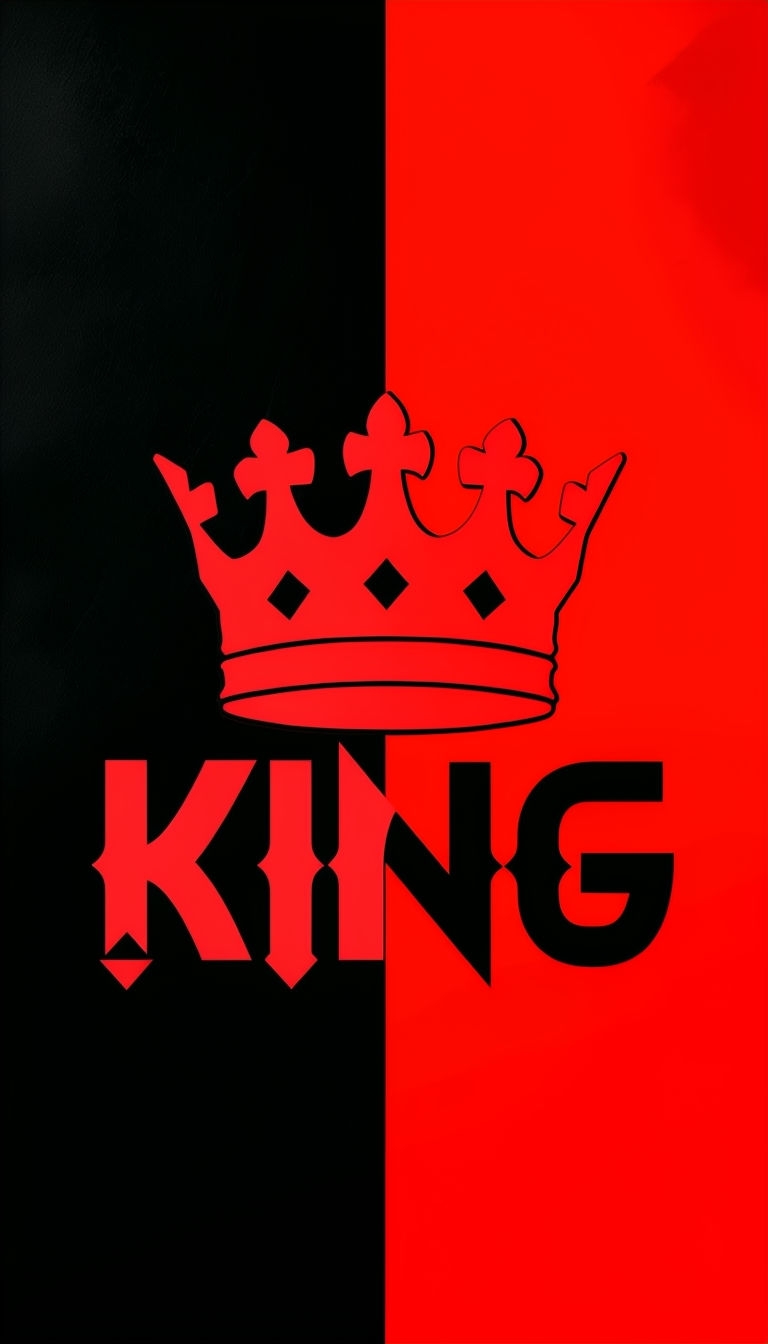 Bold 'KING' Crown Design with Split Background Phone Case Cover