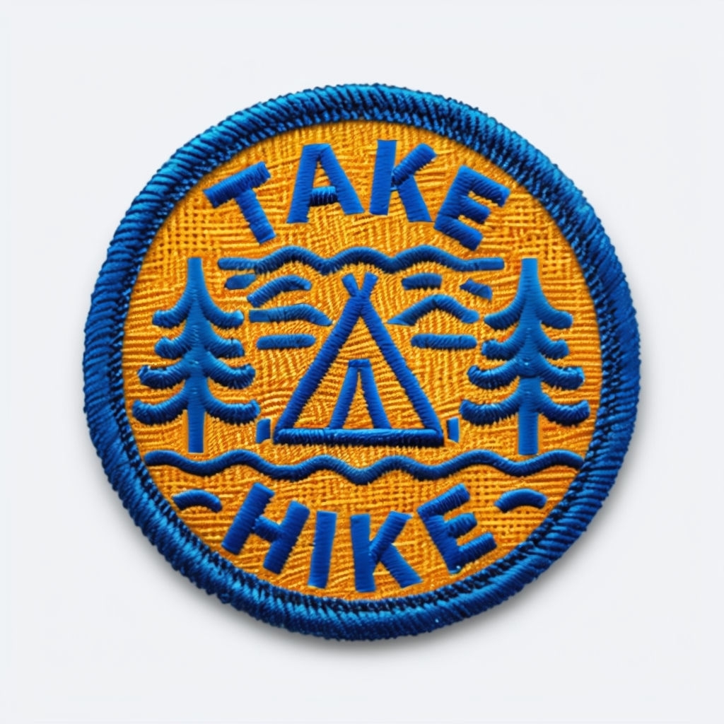 Vibrant Take Hike Embroidered Patch Design for Hats