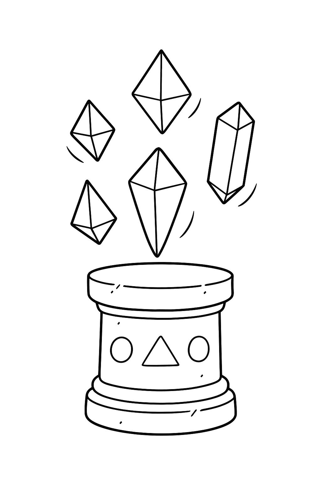 Magical Crystal Pedestal Fantasy Line Art Coloring Page