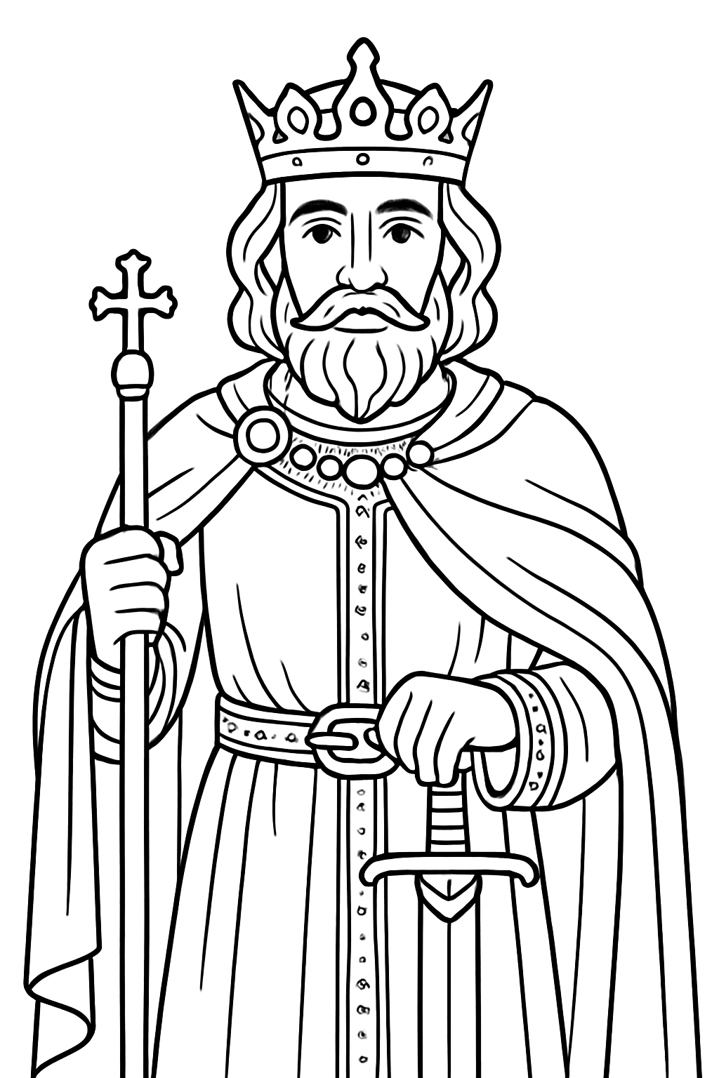 Regal King Line Drawing for Coloring Book Pages