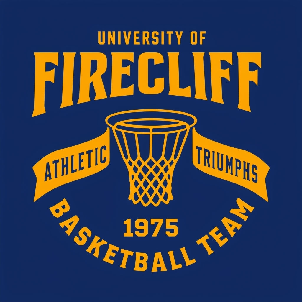 Vintage University of Firecliff Basketball T-Shirt Design