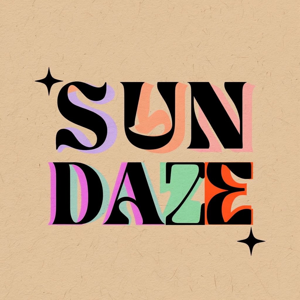 Playful SUN DAZE Typography with Pastel Shadows Poster