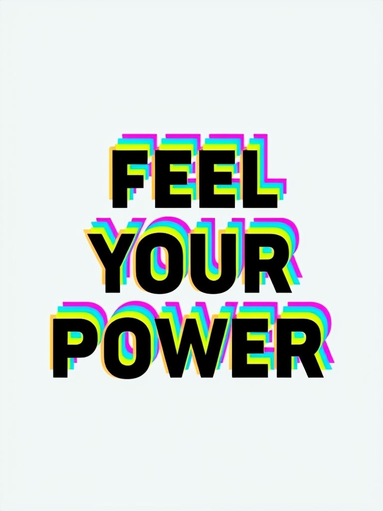 Feel Your Power Neon Typography Design T-Shirt