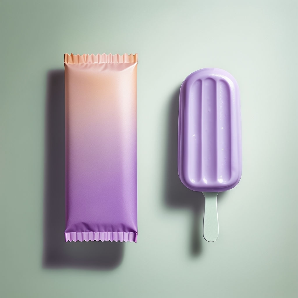 Minimalist Lavender Ice Cream and Wrapper Product Mockup