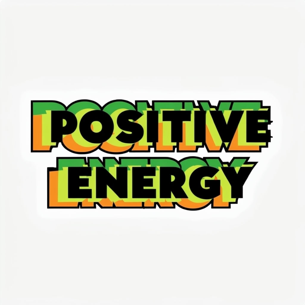 Bold Positive Energy 3D Text Design T-Shirt