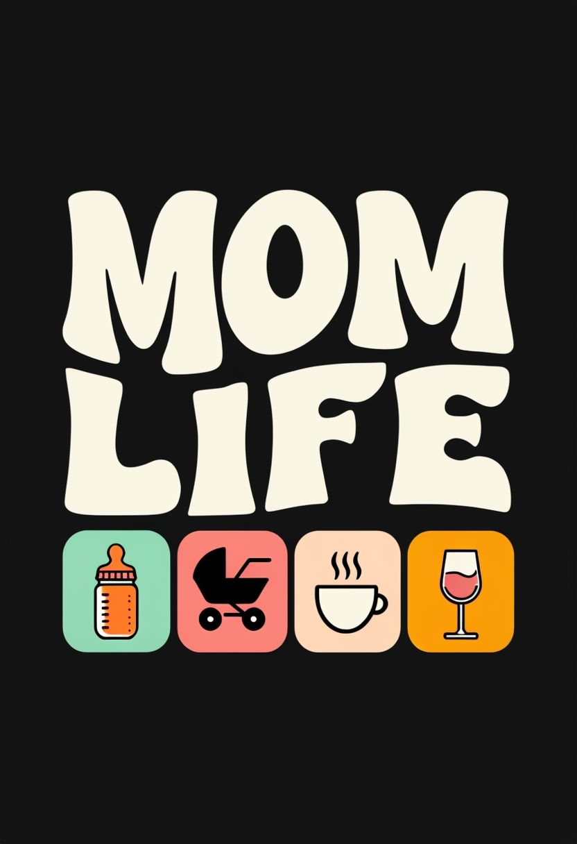 Playful Mom Life Graphic Design T-Shirt