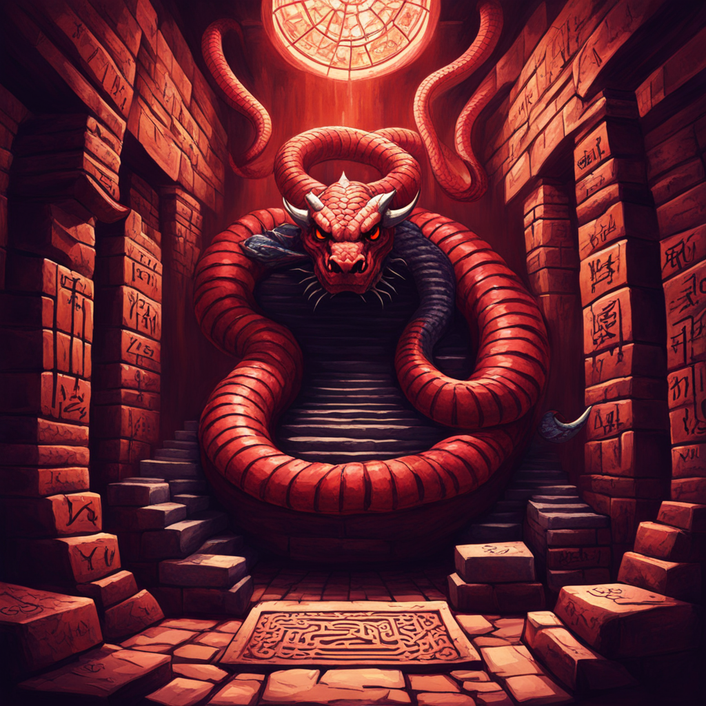 Oldschool rpg style artwork of a gigantic demon snake with a... by ...