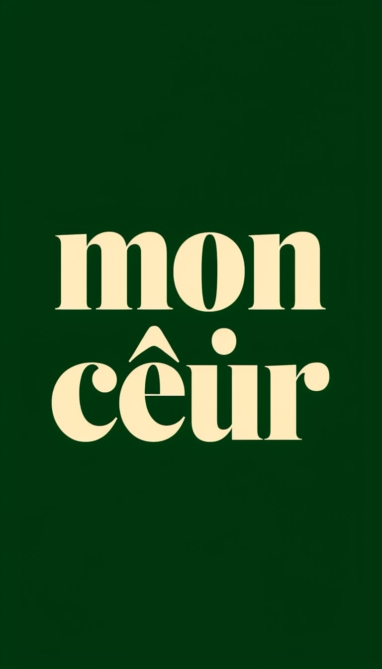 Elegant 'Mon Cœur' Typography on Deep Emerald Background Phone Case Cover