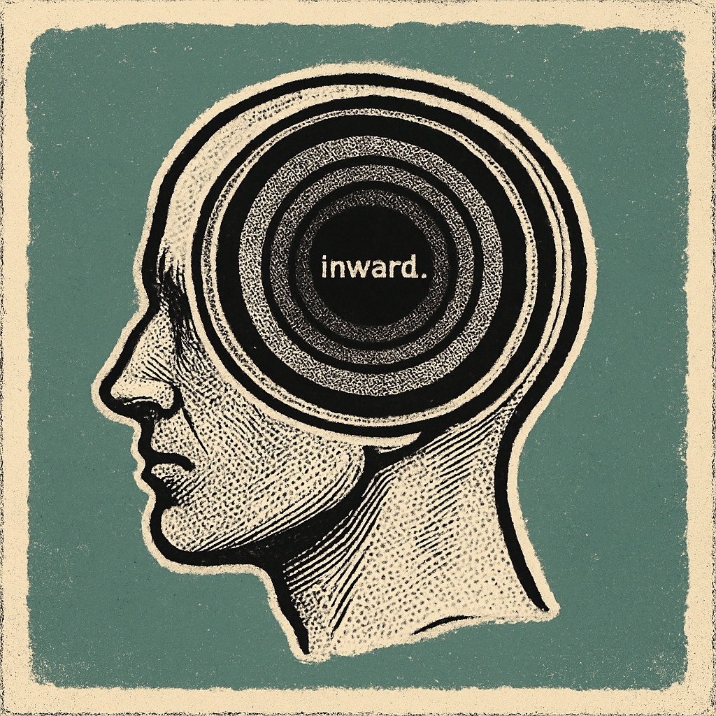 Vintage Teal Human Profile Silhouette Album Cover Art