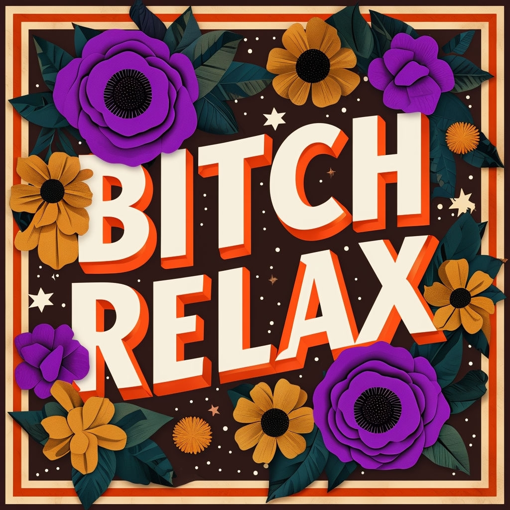 Bold Vintage Bitch Relax Floral Art Design Poster
