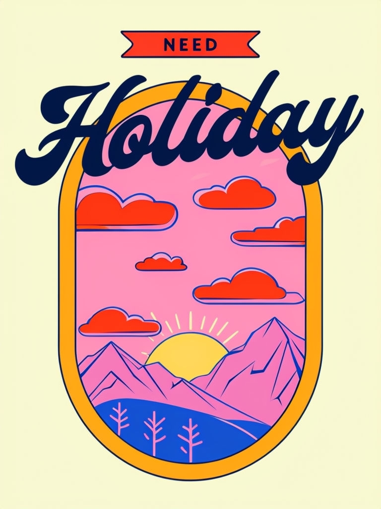 Cheerful Cartoon Holiday Illustration with Vibrant Landscape T-shirt