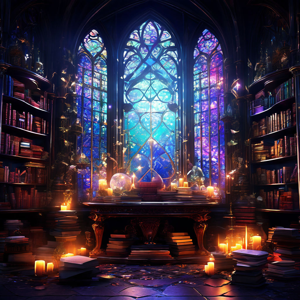 Whimsical arcane room full of magical books and artifacts by Andrian ...