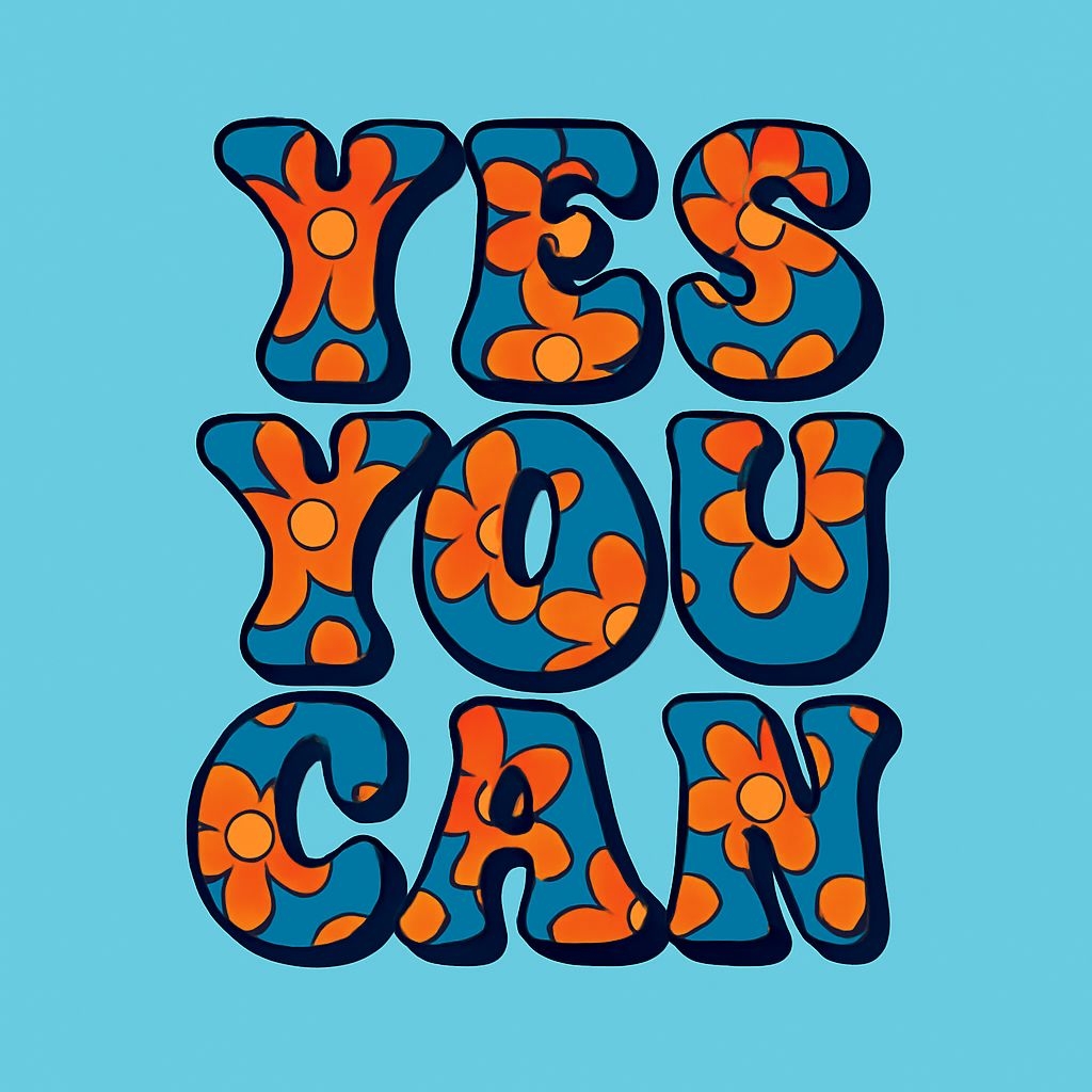 Vibrant 'Yes You Can' Motivational Art with Flower Pattern Social Media Post