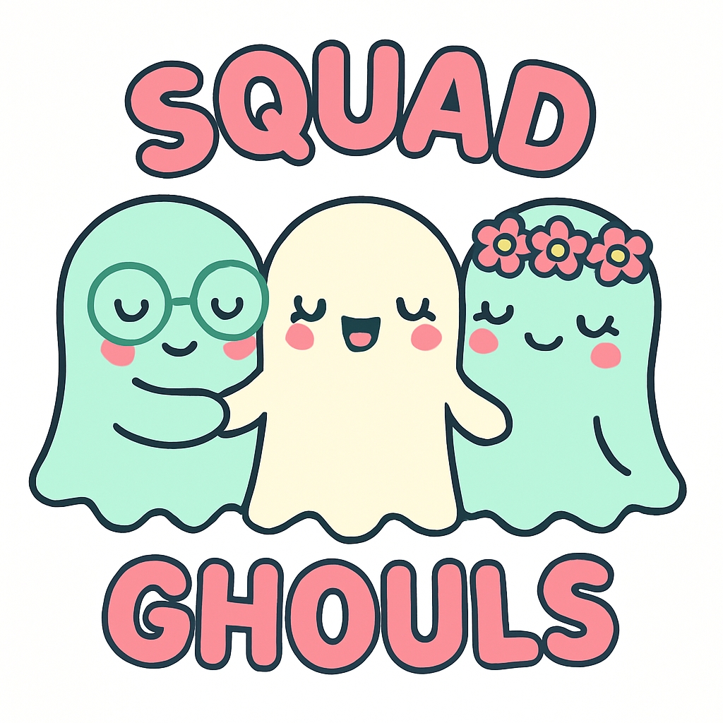 Cute Kawaii Cartoon Ghosts Squad Sticker Design