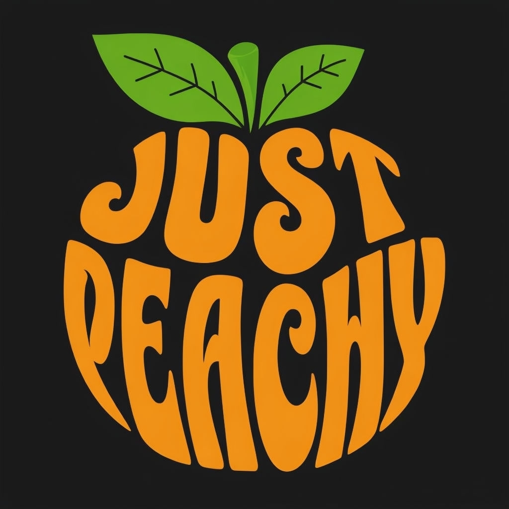 Just Peachy Retro Typography Peach Sticker