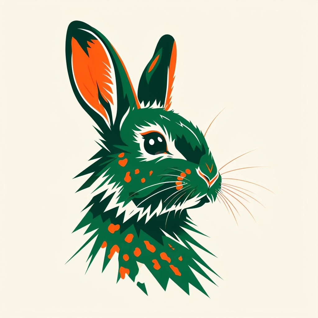 Playful Forest Green Rabbit Illustration T-Shirt