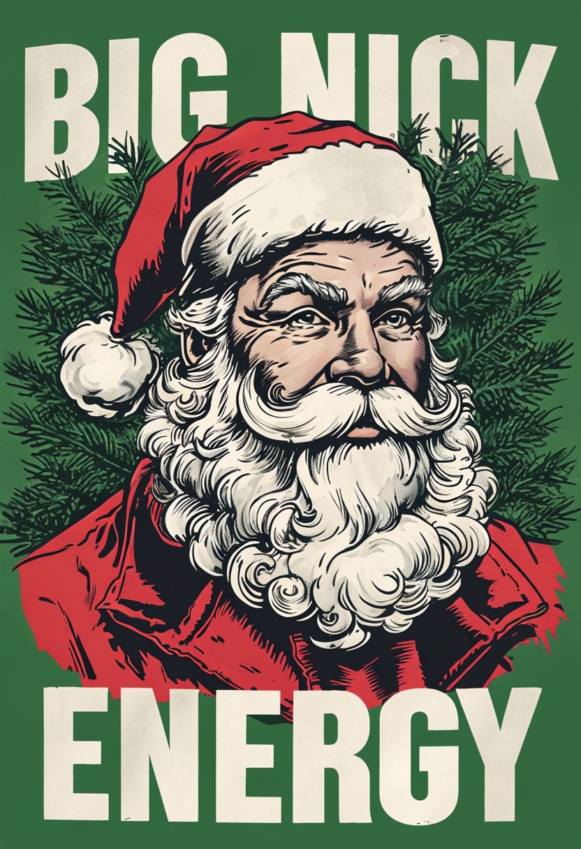 Vintage Comic Style Santa Claus Illustration Poster