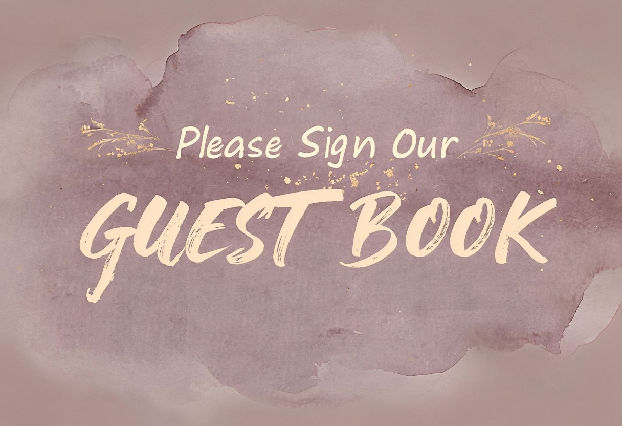 Watercolor Dream Guest Book Sign with Floral Accents Event Sign