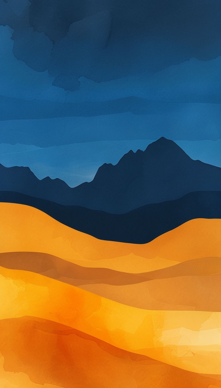 Abstract Desert Landscape with Layered Dunes and Mountains Mobile Wallpaper