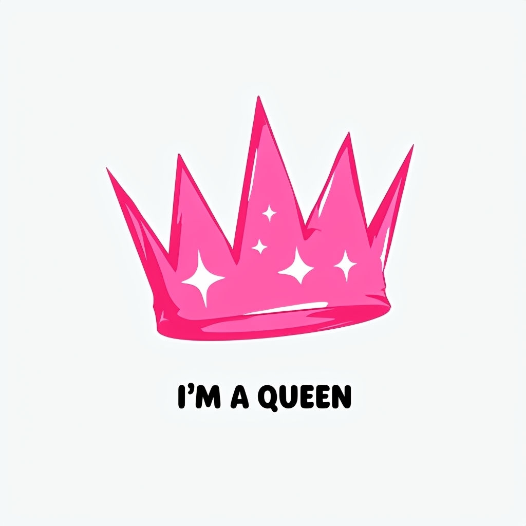 Vibrant Pink Crown with I'm a Queen Text T-Shirt
