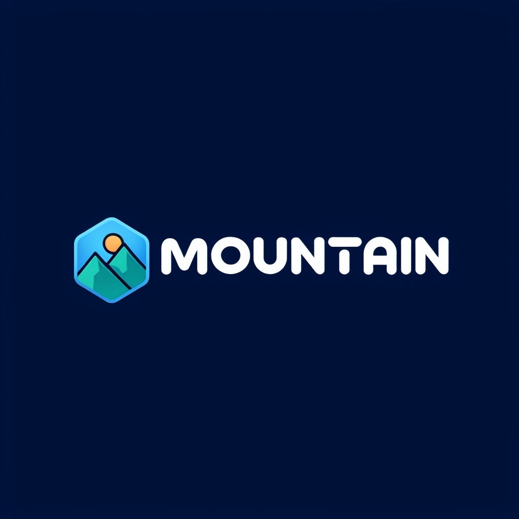 Modern Mountain Logo Design with Hexagon and Sun Elements